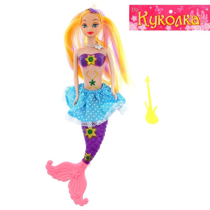 Кукла "Русалка" с цветным хвостом с аксессуарами, МИКС