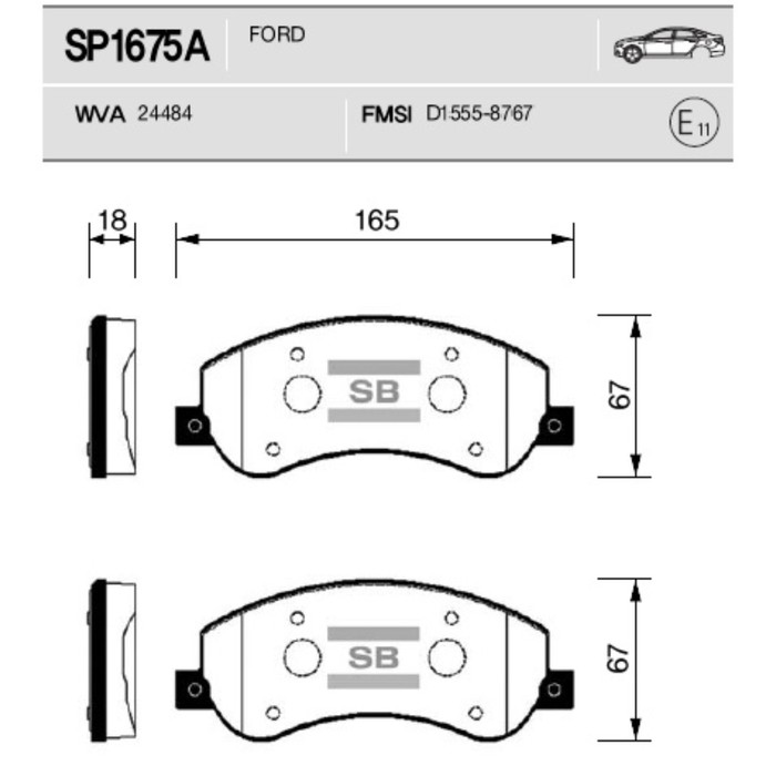 Колодки тормозные дисковые HI-Q SP1675A