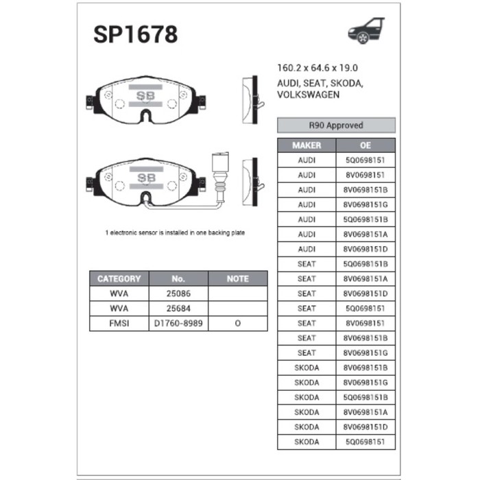 Колодки тормозные дисковые, комплект HI-Q SP1678