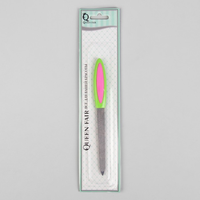 Пилка металлическая для ногтей, прорезиненная ручка, 15см, цвет МИКС