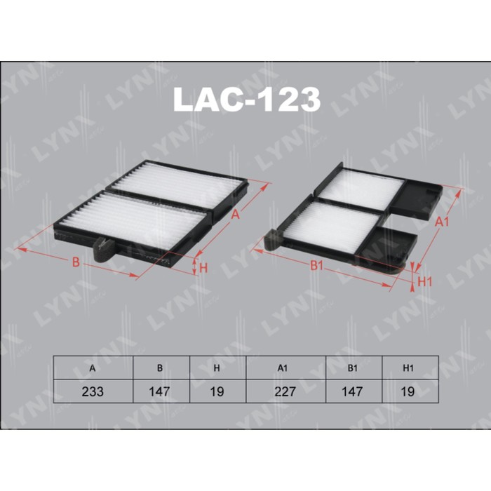 Фильтр салонный LYNXauto LAC123
