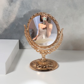 Зеркало настольное, двустороннее, с увеличением, d зеркальной поверхности 10 см, цвет бронзовый Ош