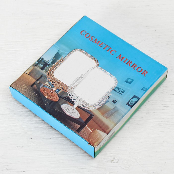 Зеркало на ножке «Ажур», прямоугольное, двустороннее, с двукратным увеличением, цвет золотистый