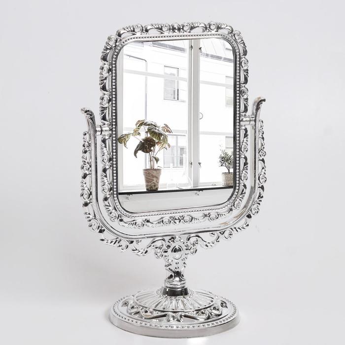 фото Зеркало настольное «ажур», с увеличением, зеркальная поверхность — 11,5 х 15,5 см, цвет серебряный