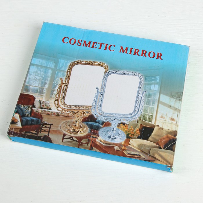 Зеркало на ножке «Ажур», прямоугольное, двустороннее, с двукратным увеличением, цвет золотистый