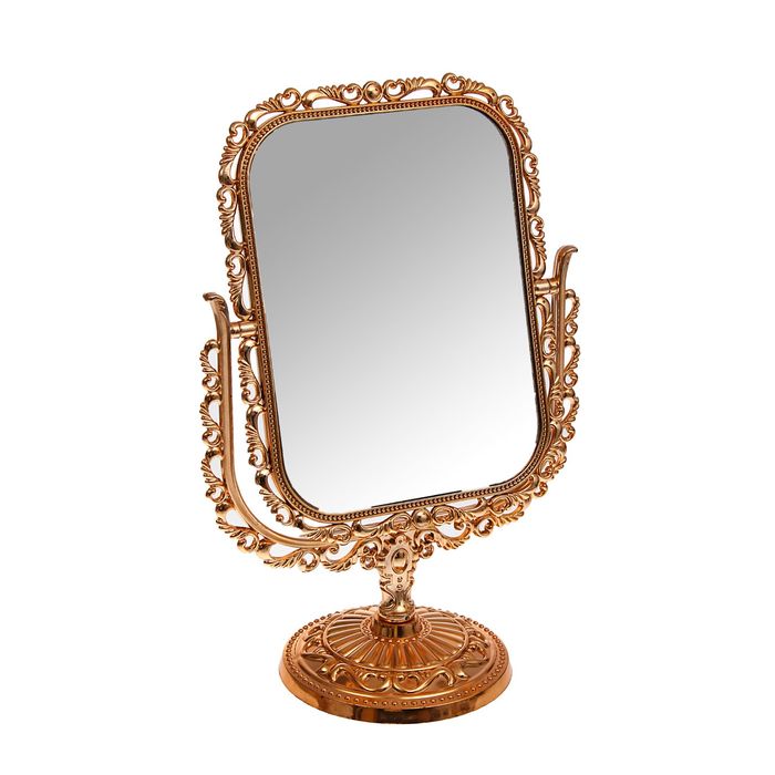 Зеркало на ножке «Ажур», прямоугольное, двустороннее, с двукратным увеличением, цвет бронзовый