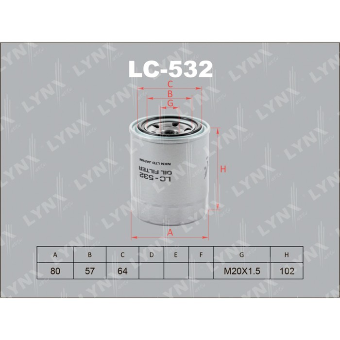 Фильтр масляный LYNXauto LC532