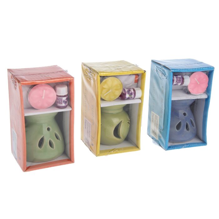 Набор 3 в 1 (свеча, аромалампа, аромамасло "фиалка