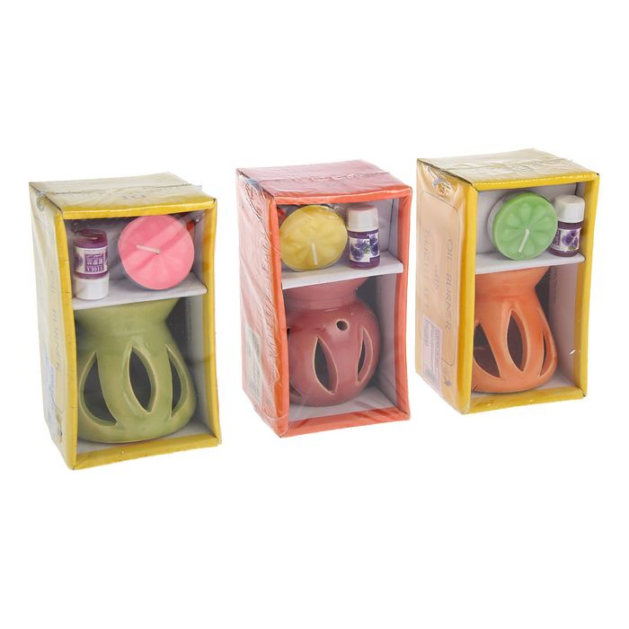 Набор 3 в 1 (свеча, аромалампа, аромамасло "фиалка