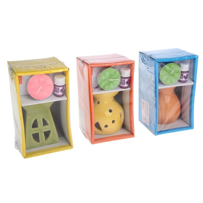 Набор 3 в 1 (свеча, аромалампа, аромамасло "фиалка