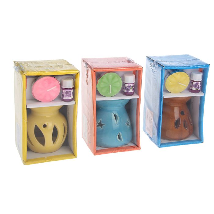 Набор 3 в 1 (свеча, аромалампа, аромамасло "фиалка