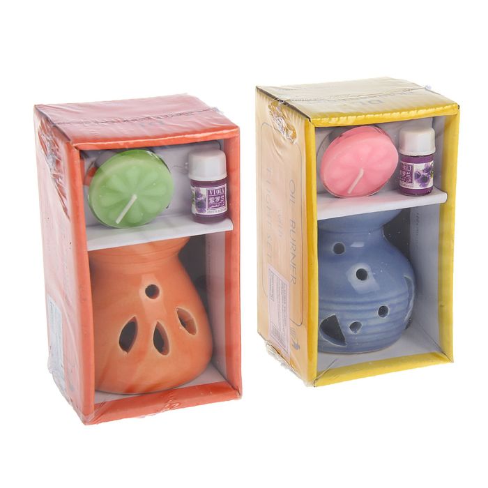 Набор 3 в 1 (свеча, аромалампа, аромамасло "фиалка