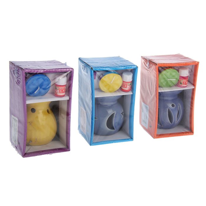 Набор 3 в 1 (свеча, аромалампа, аромамасло "Роза")