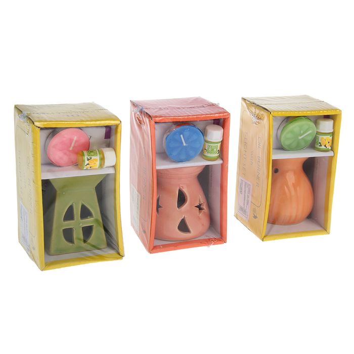 Набор 3 в 1 (свеча, аромалампа, аромамасло "Лимон")