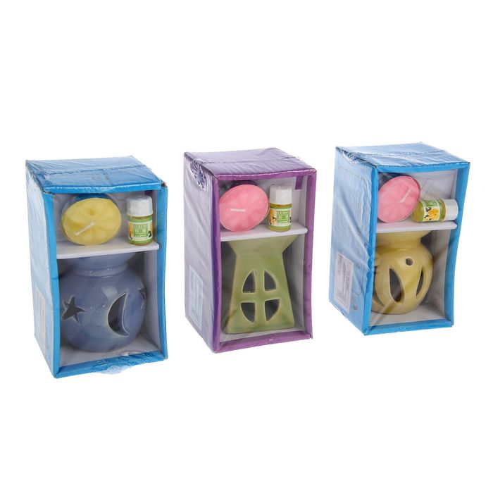 Набор 3 в 1 (свеча, аромалампа, аромамасло "Лимон")