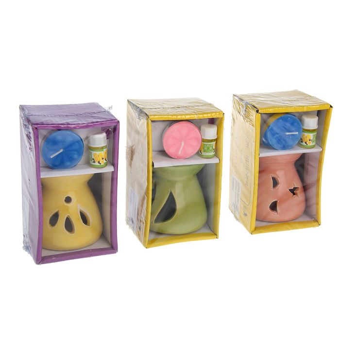 Набор 3 в 1 (свеча, аромалампа, аромамасло "Лимон")