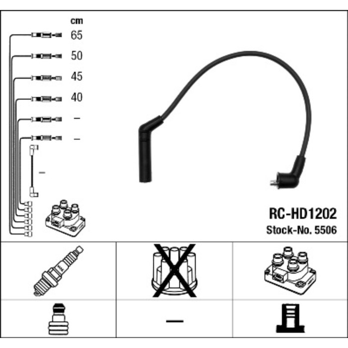 Высоковольтные провода, комплект NGK  RCHD1202 5506