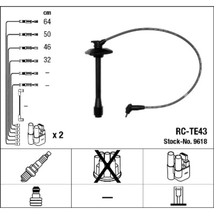 Высоковольтные провода, комплект NGK  9618 RCTE43