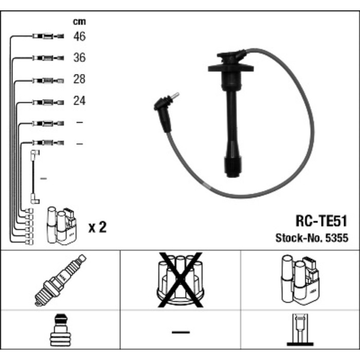 Высоковольтные провода, комплект NGK  5355 RCTE51