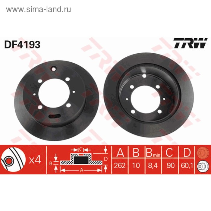 фото Диск тормозной trw df4193