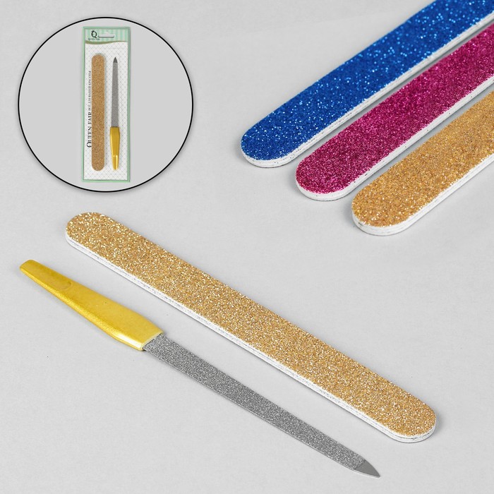 Набор маникюрный, 2 предмета, цвет красный/золотой