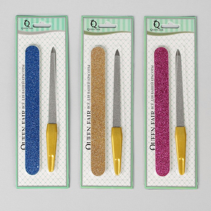 Набор маникюрный, 2 предмета, цвет красный/золотой