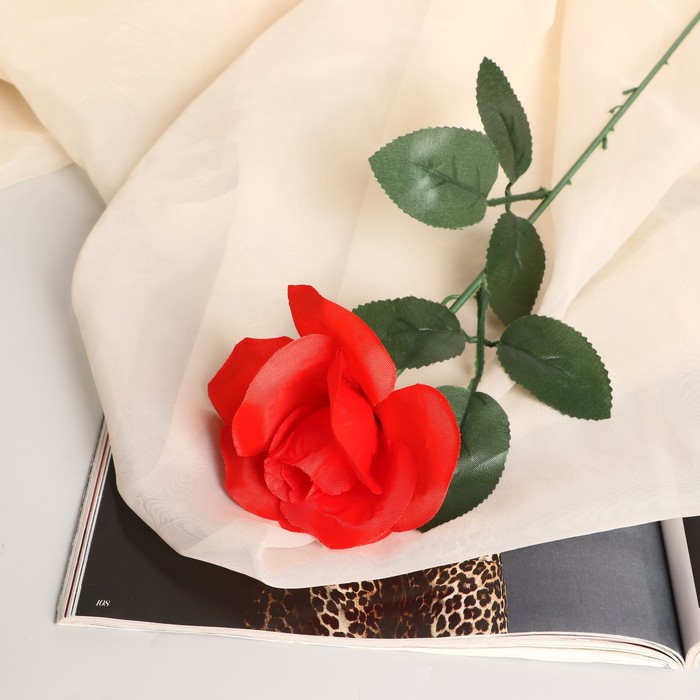 Цветы искусственные Роза простая раскрытая d-8 см 50 см, красный