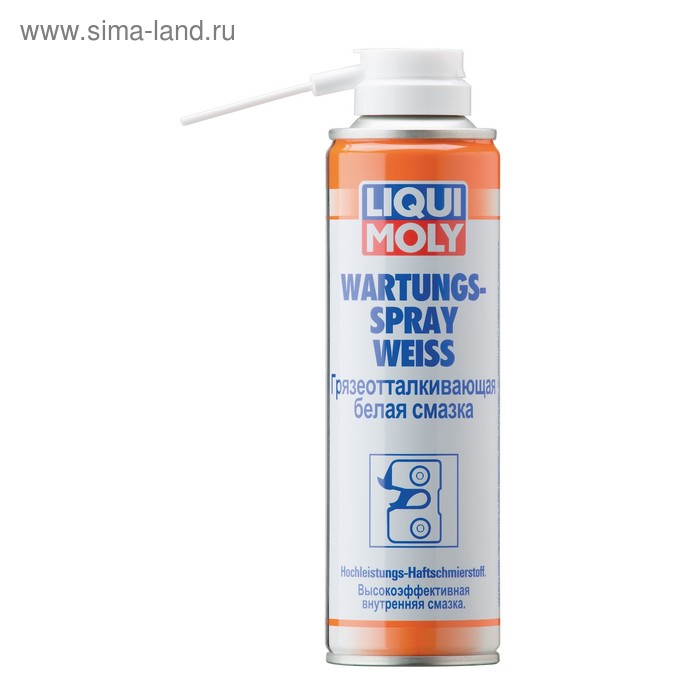 Грязеотталкивающая белая смазка LiquiMoly Wartungs-Spray weiss , 0,25 л (3953) бесцветная смазка силикон liquimoly pro line silikon spray 0 4 л 7389