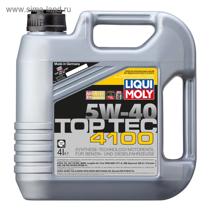 фото Масло моторное liquimoly top tec 4100 5w-40, 4 л