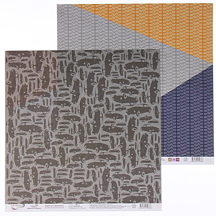 Бумага для скрапбукинга Mr.Painter "Мужской дневник-5" 30,5х30,5 см 190гр/м2