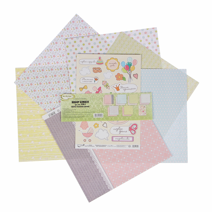 Набор бумаги для скрапбукинга Mr.Painter "Лапочка-дочка" (7 листов) 30,5х30,5см 190гр/м2