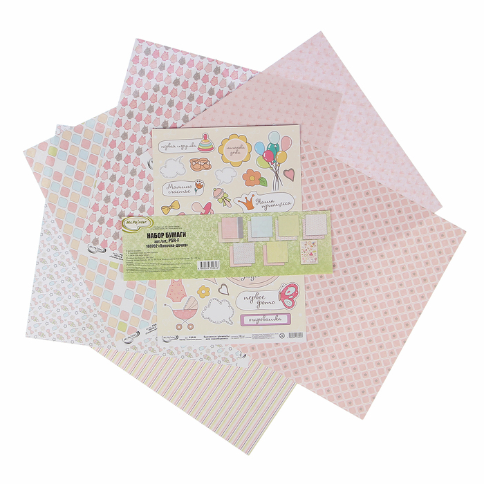 Набор бумаги для скрапбукинга Mr.Painter "Лапочка-дочка" (7 листов) 30,5х30,5см 190гр/м2