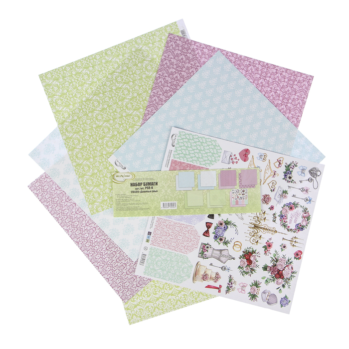 Набор бумаги для скрапбукинга Mr.Painter "Девичьи сны" (7 листов) 30,5х30,5см 190гр/м2