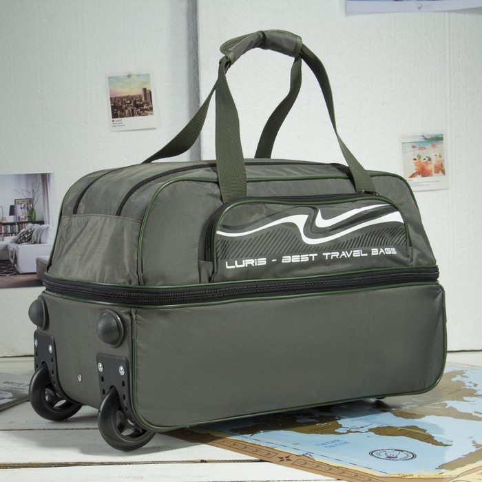 Сумка дорожная на колёсах, с расширением, отдел на молнии, наружный карман, цвет хаки