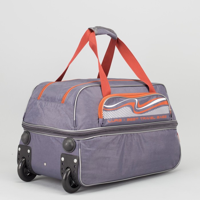 Сумка дорожная на колёсах, с расширением, отдел на молнии, наружный карман, цвет серый