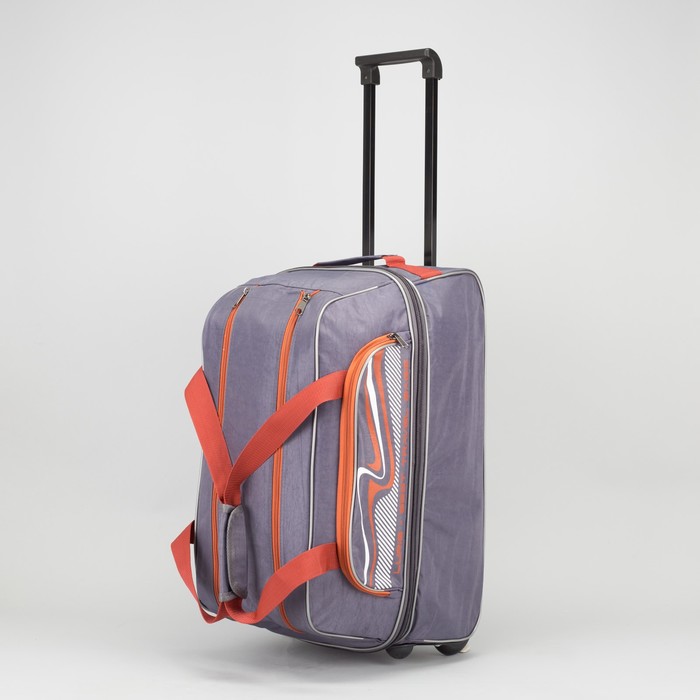 Сумка дорожная на колёсах, с расширением, отдел на молнии, наружный карман, цвет серый