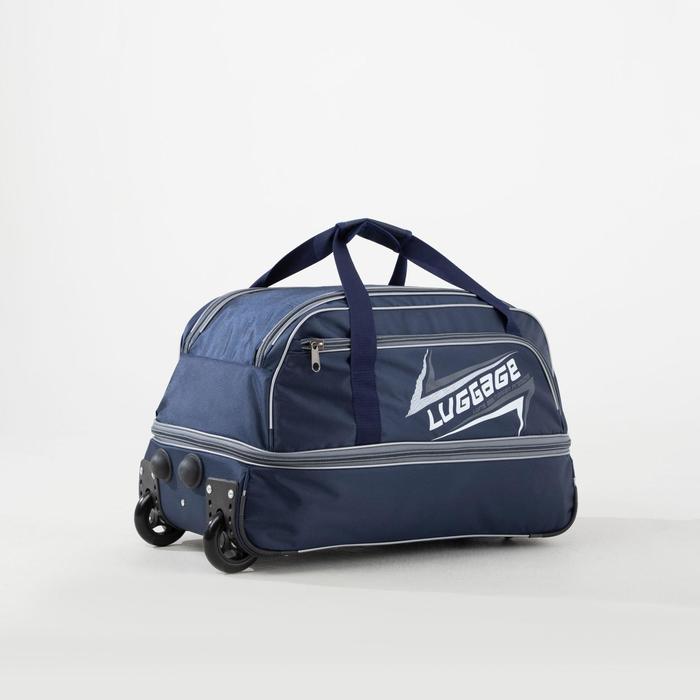 Сумка дорожная на колёсах, с расширением, отдел на молнии, наружный карман, цвет синий