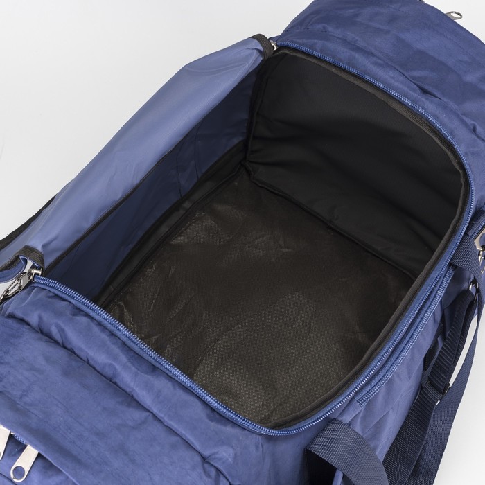 Сумка спортивная, отдел на молнии, 3 наружных кармана, для бутылки, регулируемый ремень, цвет синий