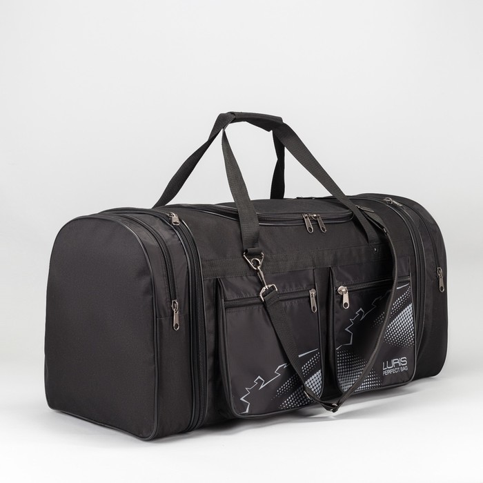 Сумка дорожная, отдел на молнии, 4 наружных кармана, регулируемый ремень, цвет чёрный