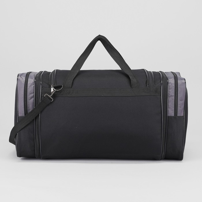 Сумка спортивная, с расширением, отдел на молнии, 3 наружных кармана, регулируемый ремень, цвет серый