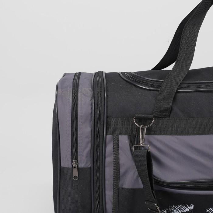 Сумка спортивная, с расширением, отдел на молнии, 3 наружных кармана, регулируемый ремень, цвет серый