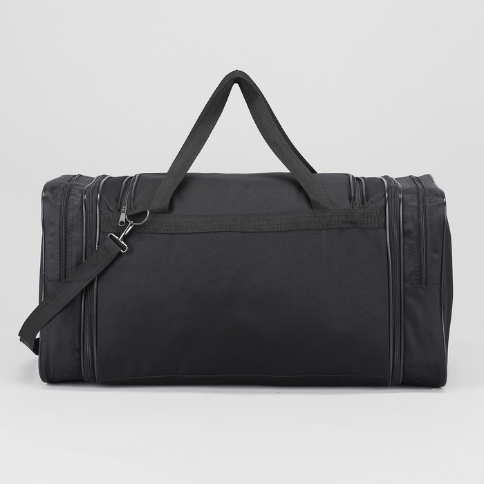 Сумка спортивная, с расширением, отдел на молнии, 3 наружных кармана, регулируемый ремень, цвет чёрный
