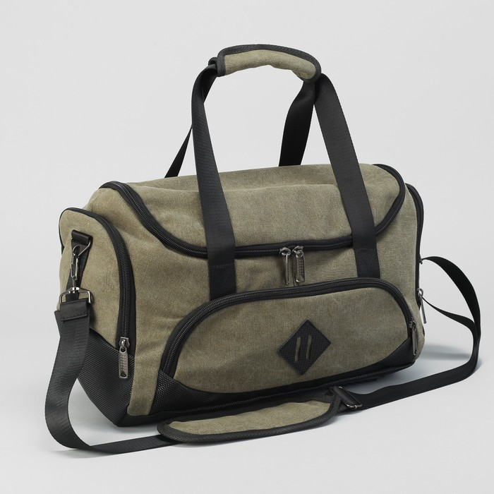 Сумка дорожная, отдел на молнии, 3 наружных кармана, цвет хаки