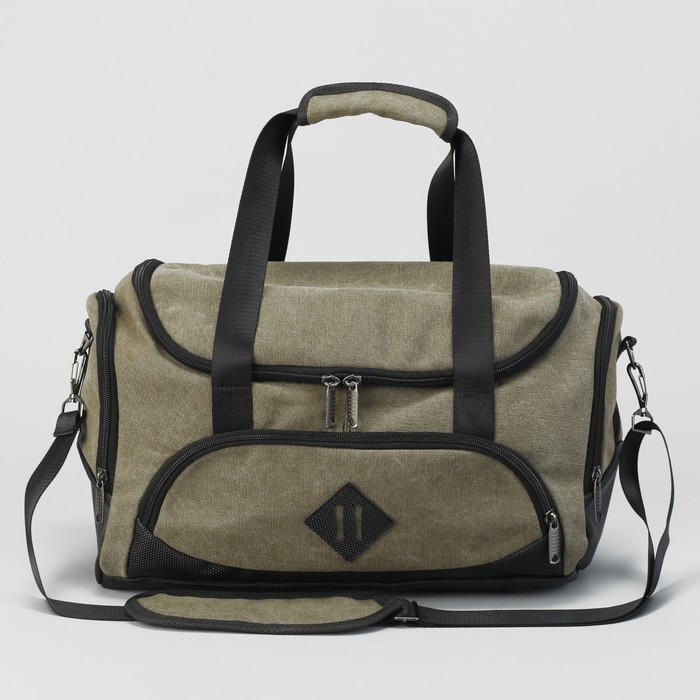 Сумка дорожная, отдел на молнии, 3 наружных кармана, цвет хаки