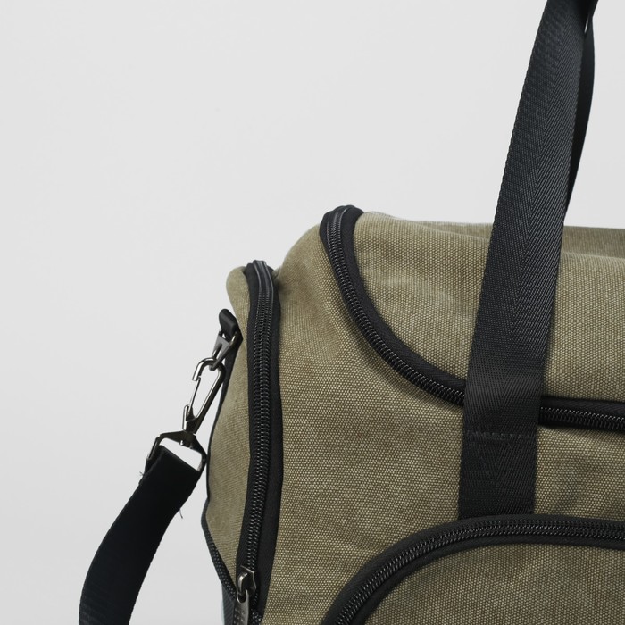 Сумка дорожная, отдел на молнии, 3 наружных кармана, цвет хаки