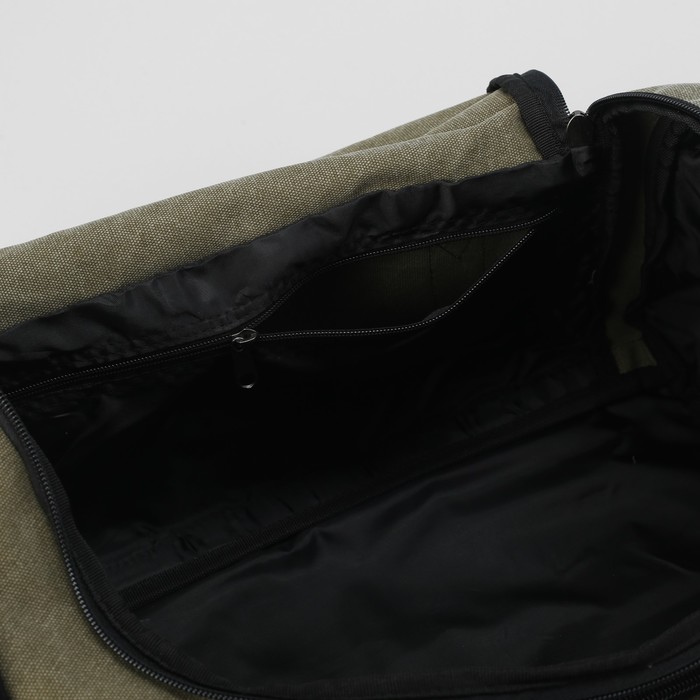 Сумка дорожная, отдел на молнии, 3 наружных кармана, цвет хаки