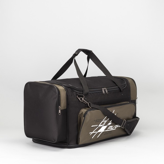 Сумка дорожная, отдел на молнии, 3 наружных кармана, регулируемый ремень, цвет хаки