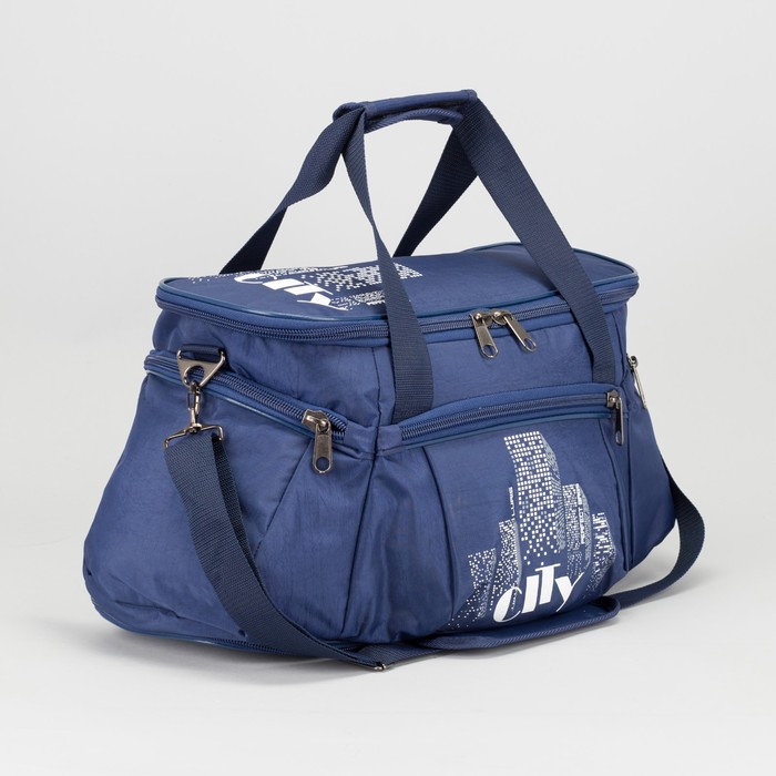 Сумка дорожная с расширением, отдел на молнии, 4 наружных кармана, регулируемый ремень, цвет синий