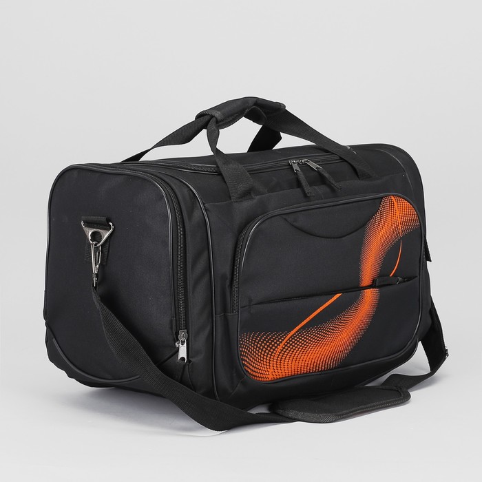 Сумка дорожная, отдел на молнии, 3 наружных кармана, регулируемый ремень, цвет чёрный