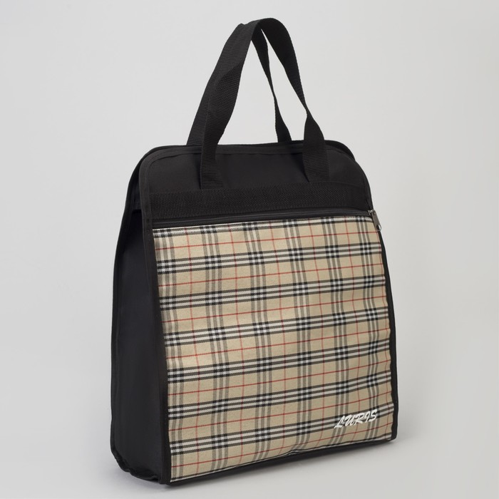 Сумка хозяйственная, отдел на молнии, наружный карман, цвет чёрный, вставка МИКС